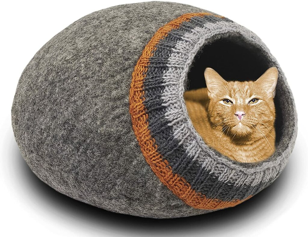 Meowfia Premium Felt Bed Cat Cave - Eco-Friendly 100% Merino Wool Cat Bed