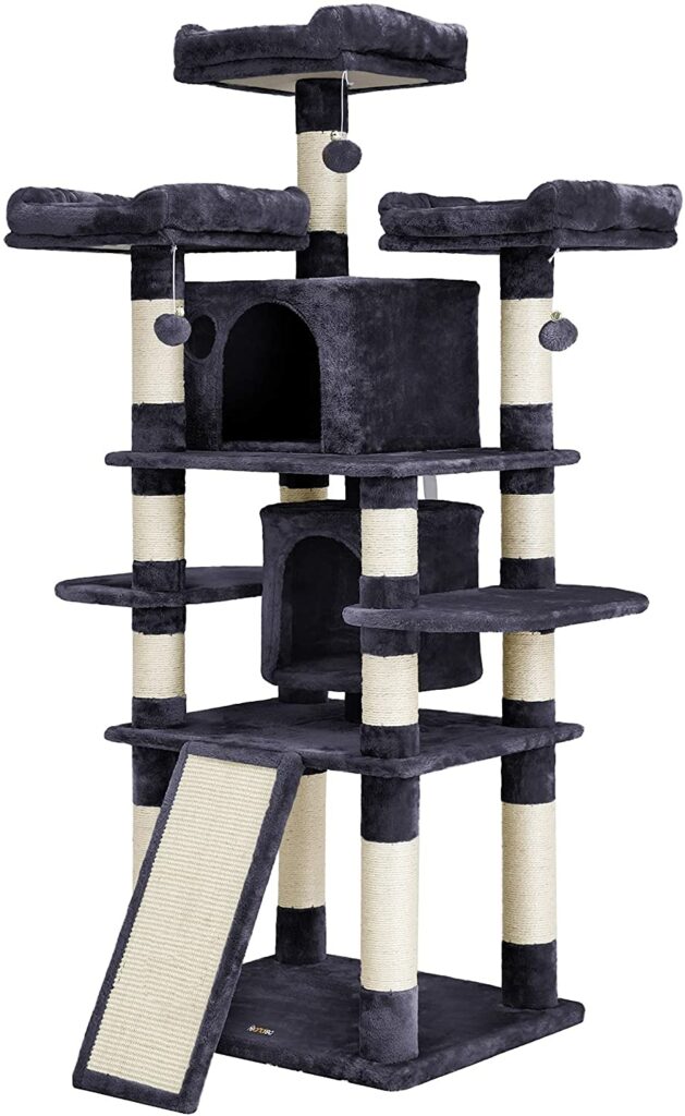 SONGMICS Cat Tree Condo with Scratching Post Pad