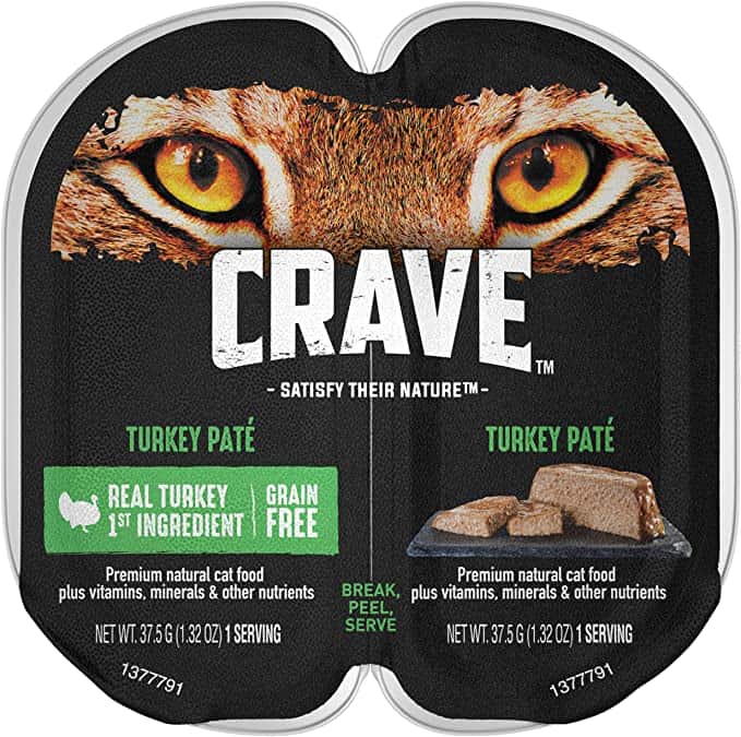 Crave Turkey Pate Grain-Free Cat Food Trays, 2.6-oz, case of 24 twin-packs